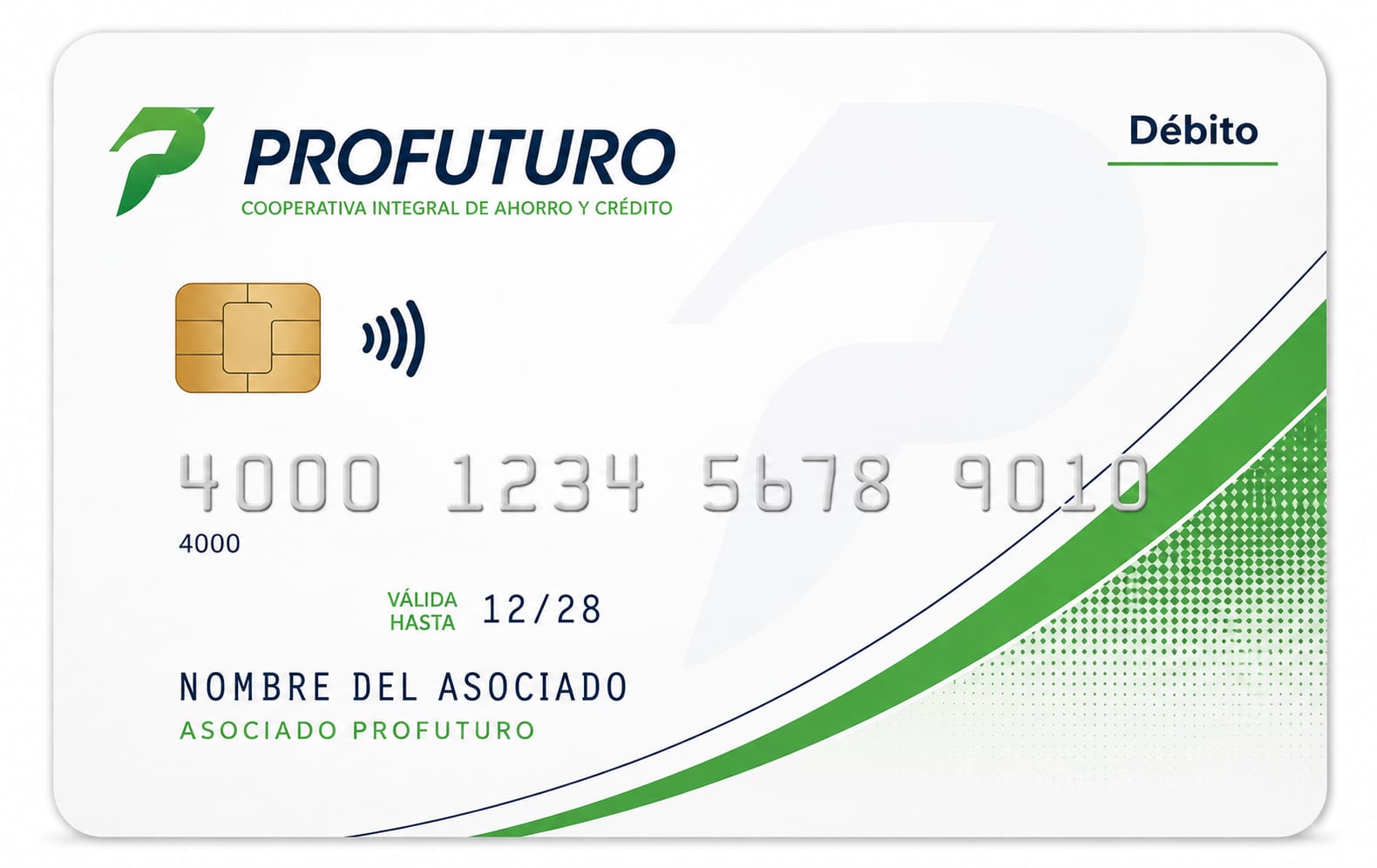 Tarjeta de débito Profuturo, diseño azul